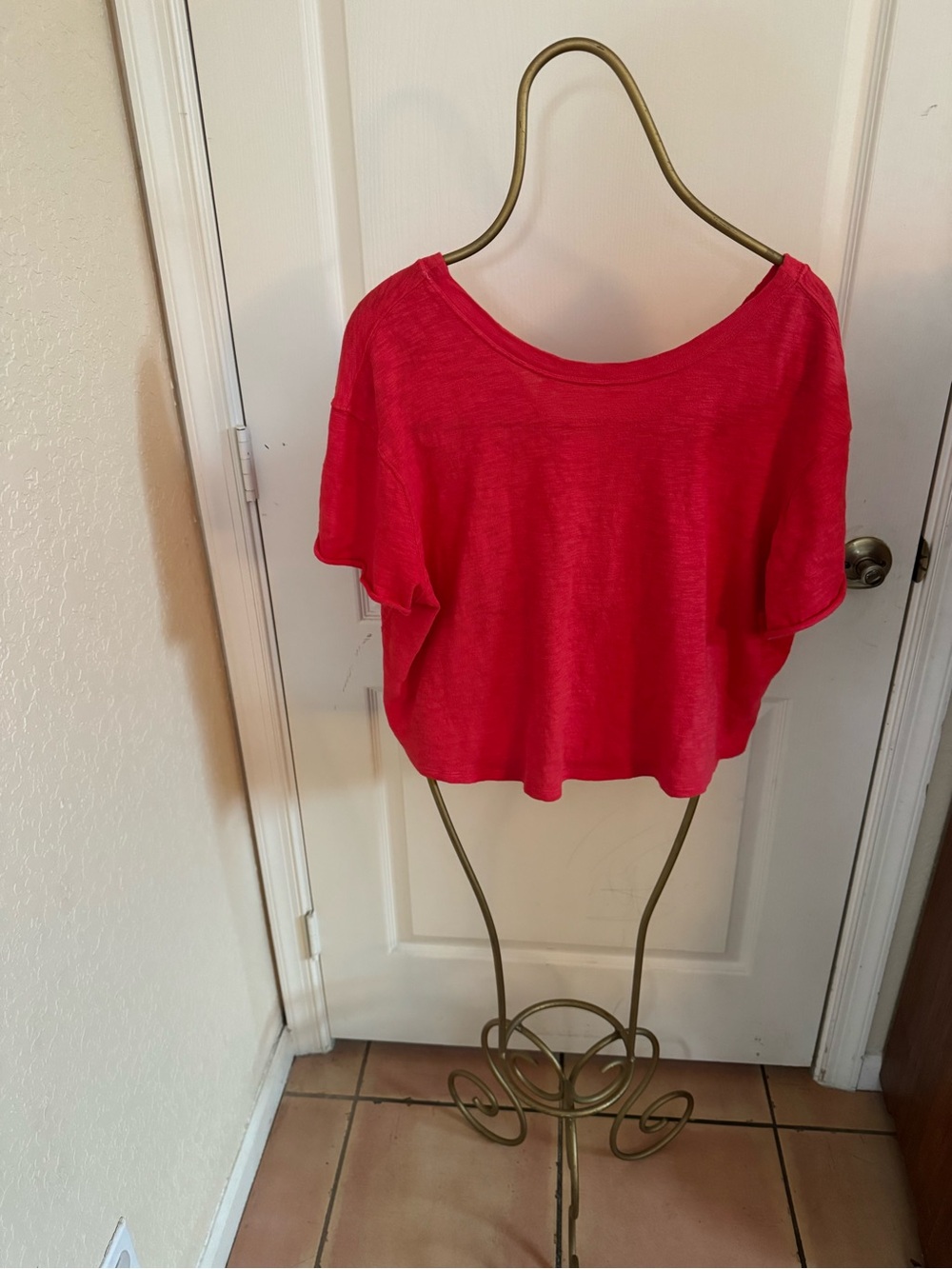 We The Free Bright Red Cropped Tee